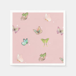 Rosa Lila Pastel Butterfly Girl Baby Shower Pappersservett