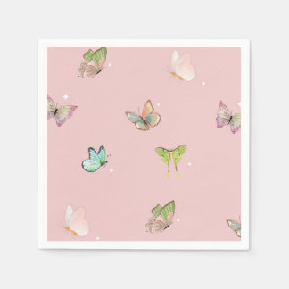 Rosa Lila Pastel Butterfly Girl Baby Shower Pappersservett