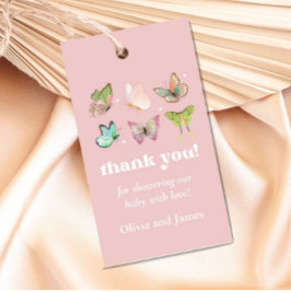 Rosa Lila Pastel Butterfly Girl Baby Shower Presentetikett