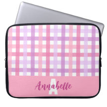 Rosa Lila Pastel Gingham Mönster Monogram