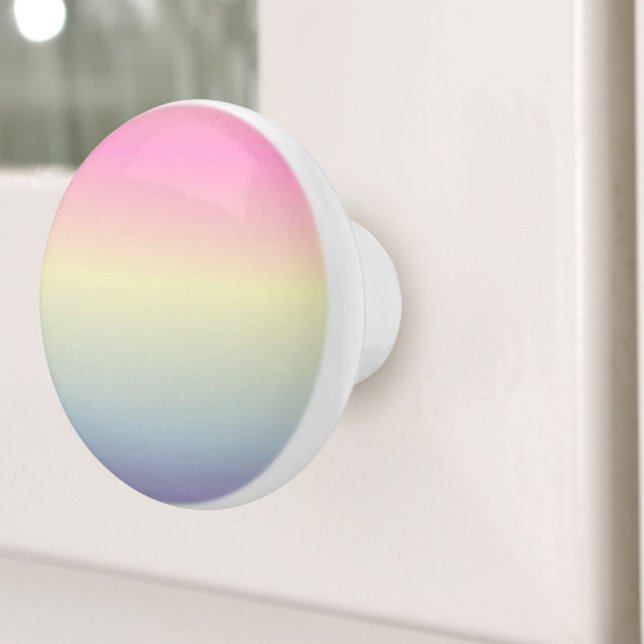 rosa lila  pastellregnbåge med låg chic knopp (girly chic unicorn pink purple pastel rainbow ceramic knob)