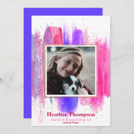 Rosa & Lila Pawarde Glitter Sparkles Studenten Inbjudningar