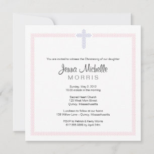 Rosa Lila Polka Dot Kor Baptism Inbjudningar
