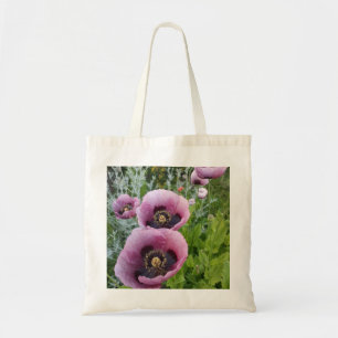 Rosa Lila Poppies Mauve Lila blommor Blommigt Tygkasse