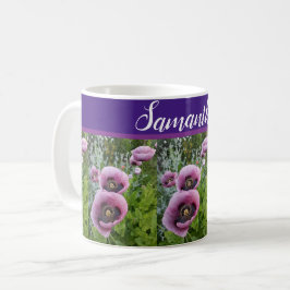 Rosa Lila Poppy Flowers Poppies blommigt Kaffemugg