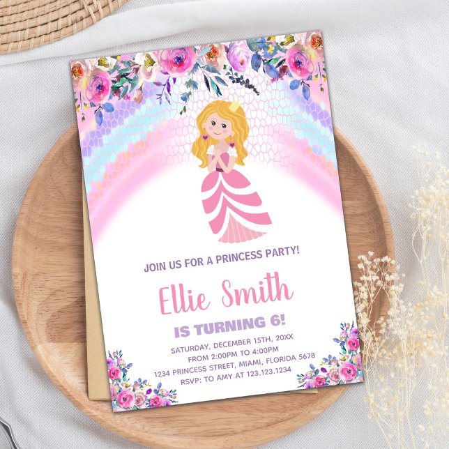 Rosa Lila Princess Birthday Investigations Inbjudningar (Pink Purple Princess Birthday Invitations)