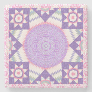 Rosa Lila Quilt Block Mönster Art Underlägg