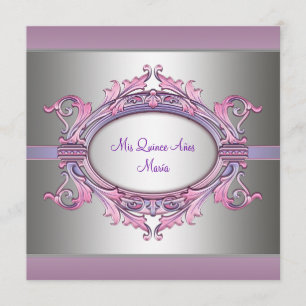 Rosa Lila Quinceanera Inbjudningar