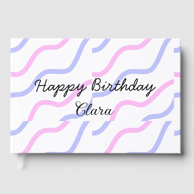 Rosa lila rand grattis på födelsedagen lägga till  gästböcker (Framsida)