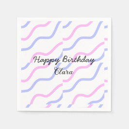 Rosa lila rand grattis på födelsedagen lägga till  pappersservett