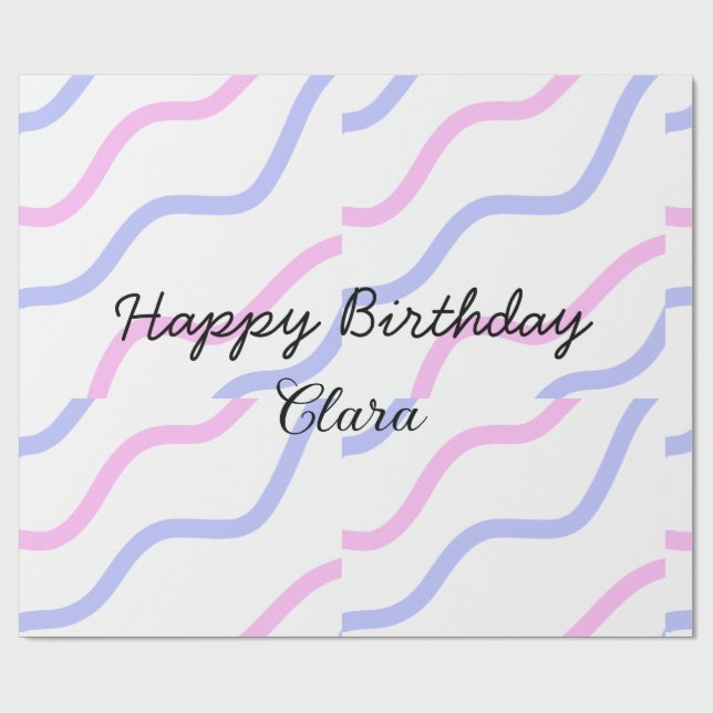 Rosa lila rand grattis på födelsedagen lägga till  presentpapper (Platt)