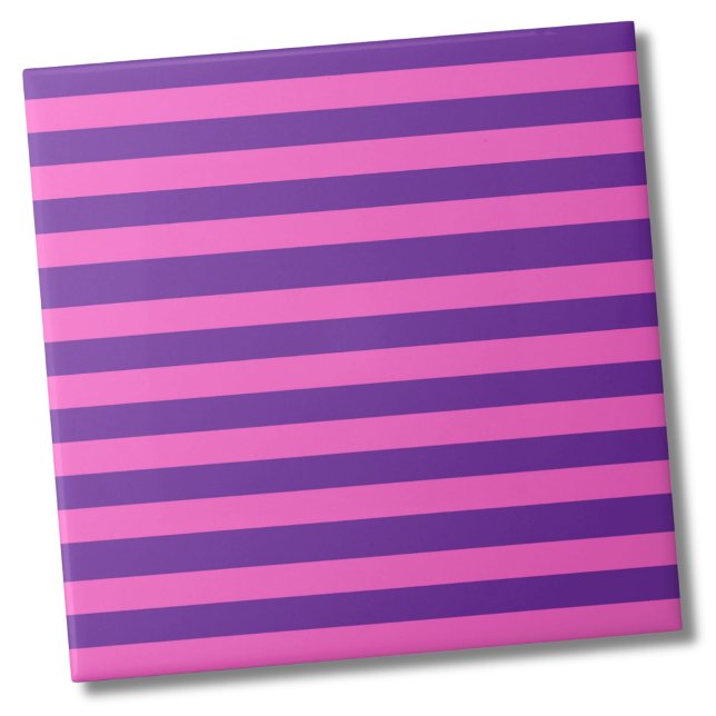 Rosa Lila Rand Mönster Kakelplatta (Stylish Modern Bold Pink Purple Stripes Pattern Ceramic Tile)