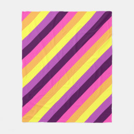 Rosa Lila Retro Rand Medium Fleece Blanket