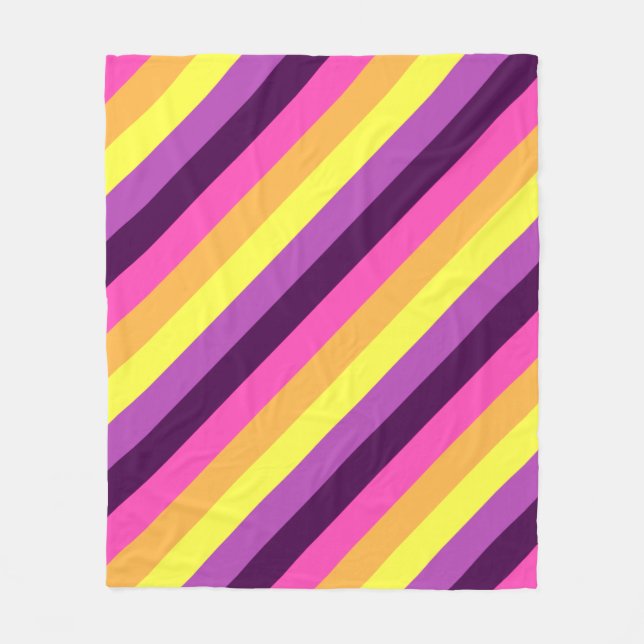 Rosa Lila Retro Rand Medium Fleece Blanket (Framsidan)