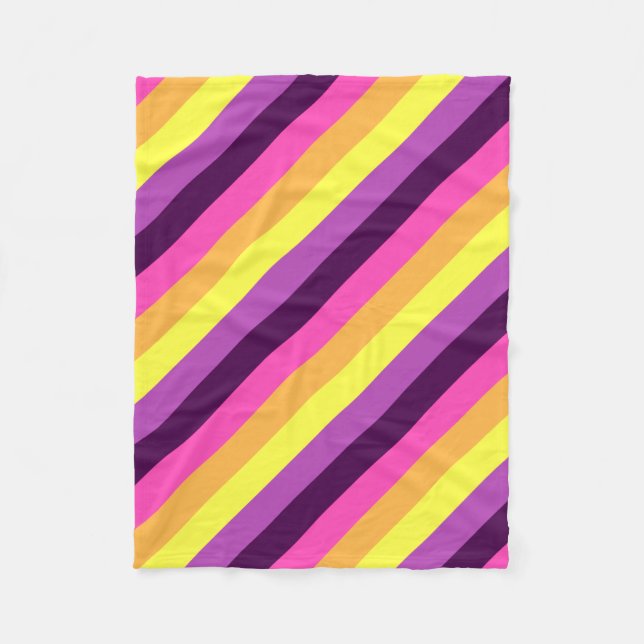 Rosa Lila Retro Rand Small Fleece Blanket (Framsidan)