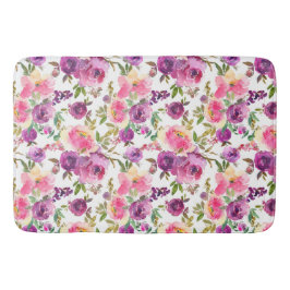 Rosa Lila Ro Blommigt Girly Trendig Badrumsmatta