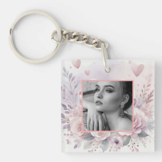 Rosa lila ro-hjärtan blommigt fotovattenfärg för