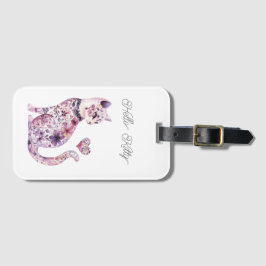 Rosa Lila Rodnad Blommor Hjarta Kärlek Katt Födels Bagagebricka