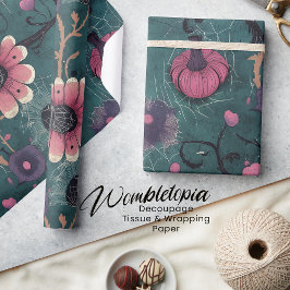 Rosa & Lila Roligt Halloween Pumpkin & Flowers Presentpapper