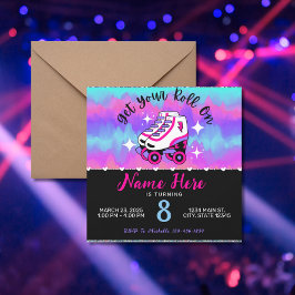 Rosa Lila Roller Skate Birthday Inbjudningar