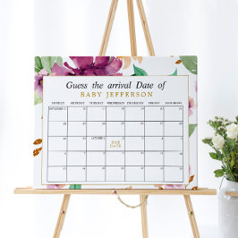 Rosa & Lila Ros Blommig Graviditetskalender Poster