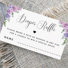 Rosa lila rosor Blommig baby shower blöja lotteri Tilläggskort