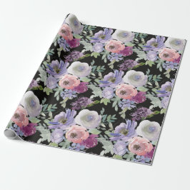 Rosa lila rosor svart bakgrund presentpapper