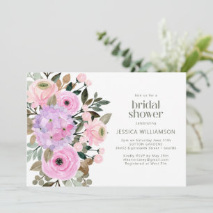 Rosa Lila Rustic Garden Blommigt Möhippa Inbjudningar