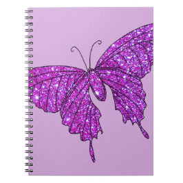 Rosa lila saker för gnistraglitterfjäril anteckningsbok