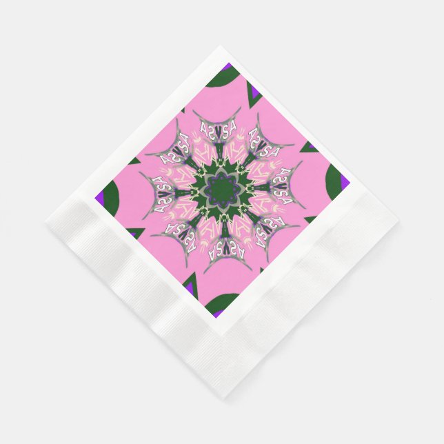 Rosa lila servetter med monogrammotiv (Hörn)