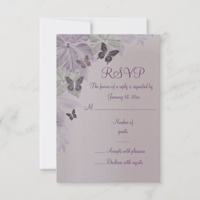 Rosa & Lila Shimmer Butterfly Sweet 16 OSA kort (Framsida)
