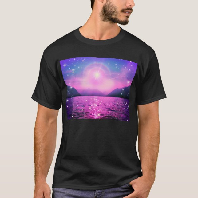 Rosa lila sjö t-shirt  (Framsida)