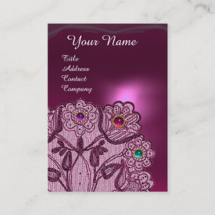 ROSA LILA SNÖRE FLOWERS, FÄRGGEMS MONOGRAM VISITKORT