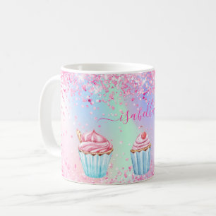 rosa lila som bakar glitter muffinsarna namn kaffemugg