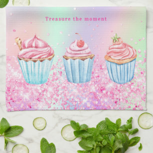 rosa lila som bakar glitter muffinsarna namn kökshandduk