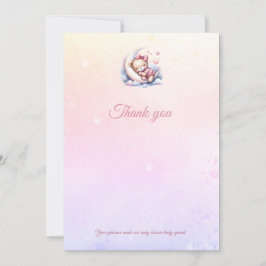 Rosa&Lila Sömnig Björn på Måne Babykläder Tack Kort