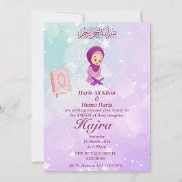 Rosa & Lila, söt muslimsk Kid Ameen-inbjudan Inbjudningar