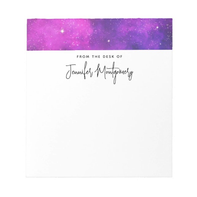 Rosa & Lila Space & Stars Faux Galaxy Anteckningsblock (Framsida)