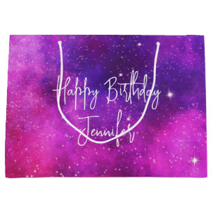 Rosa & Lila Space & Stars Faux Galaxy Birthday