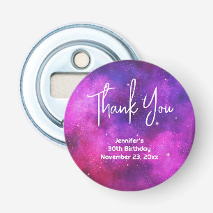 Rosa & Lila Space & Stars Faux Galaxy Birthday Flasköppnare