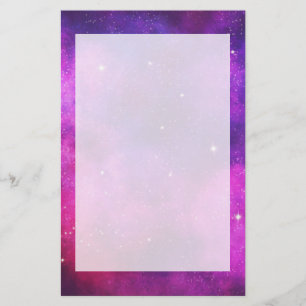 Rosa & Lila Space & Stars Faux Galaxy Brevpapper