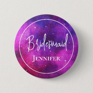 Rosa & Lila Space & Stars Faux Galaxy Bridesmaid Knapp
