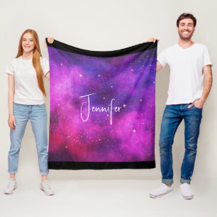 Rosa & Lila Space & Stars Faux Galaxy Fleecefilt