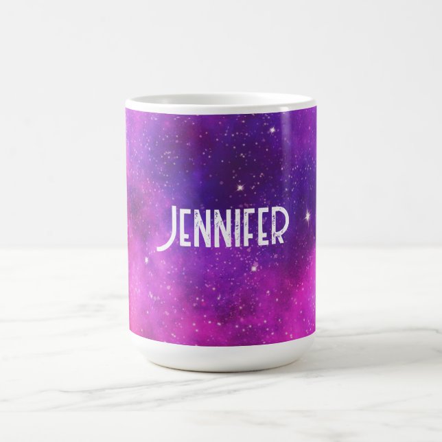 Rosa & Lila Space & Stars Faux Galaxy Kaffemugg (Center)