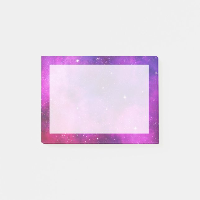 Rosa & Lila Space & Stars Faux Galaxy Post-it Block (Framsida)