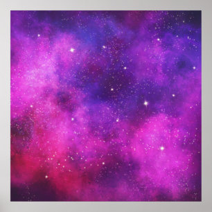 Rosa & Lila Space & Stars Faux Galaxy Poster