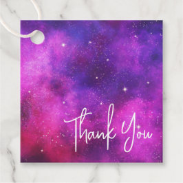 Rosa & Lila Space & Stars Faux Galaxy Tack Gåvor Etiketter