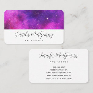 Rosa & Lila Space & Stars Faux Galaxy Visitkort