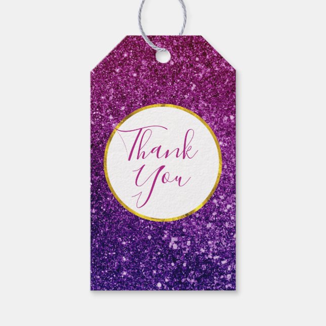 Rosa & Lila Sparkling Gemstones Tack Presentetikett (Framsidan)