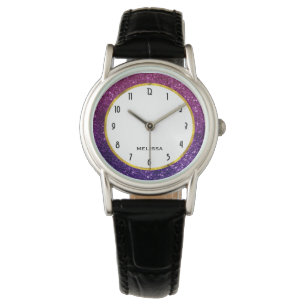 Rosa & Lila Sparkling Glitter Gemstones Armbandsur